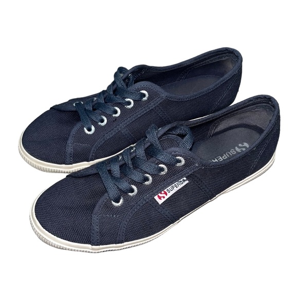 Like New Superga Tennis Shoes Sneakers 7 Navy Blue - Picture 3 of 15